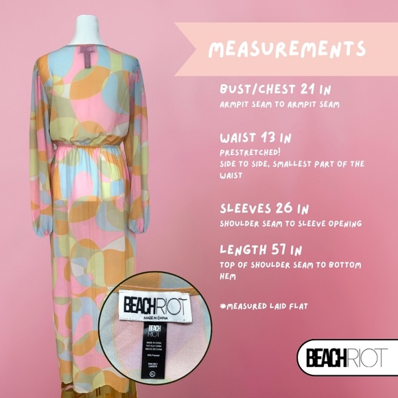 Beach Riot Waikiki Wave Cover Up Size XL Abstract Long Sleeve Maxi Summer Boho - Picture 4 of 4